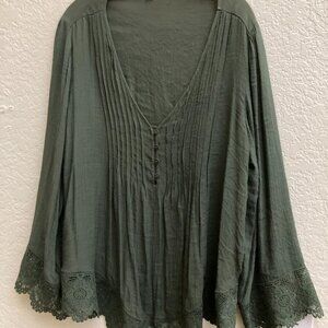 Ashley Stewart dark green blouse